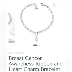 GemsByAva silver Breast Cacer Awareness Ribbon and Pink Heart Charm